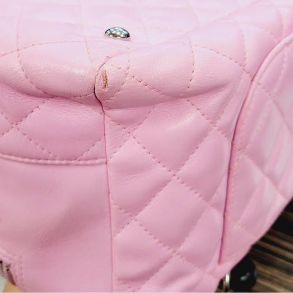 Chanel pink black quilter leather Cambon bowler tote bag / shoulder bag - Picture 9 of 16